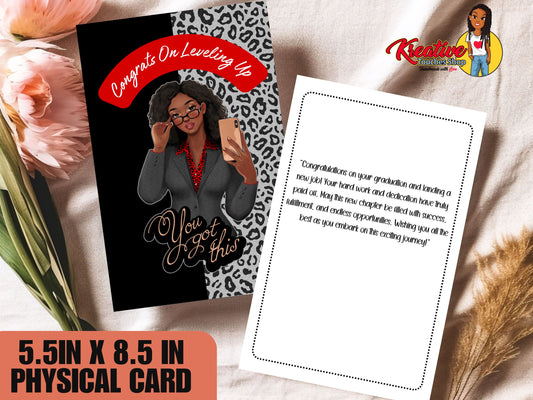 New Job Greeting Card for Woman - Dark Skin